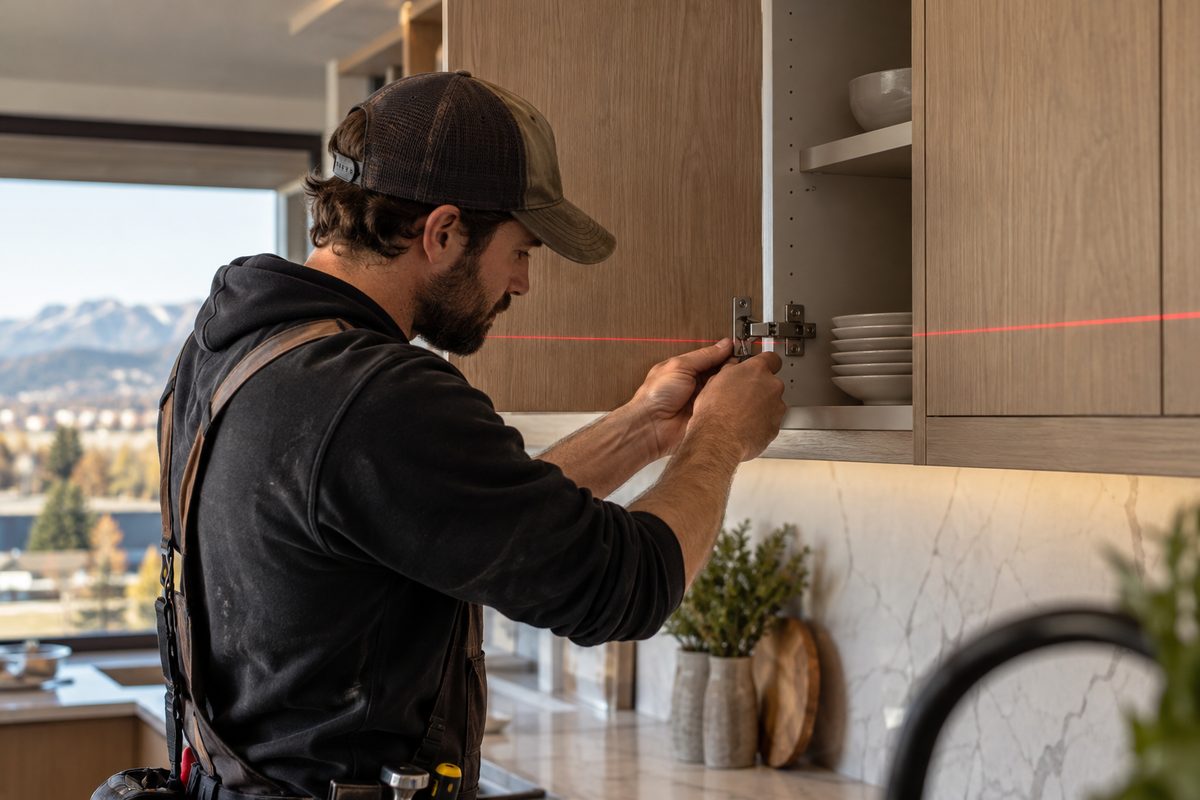 Fine adjustment of concealed cabinet hinges and door alignments using precision hand tools