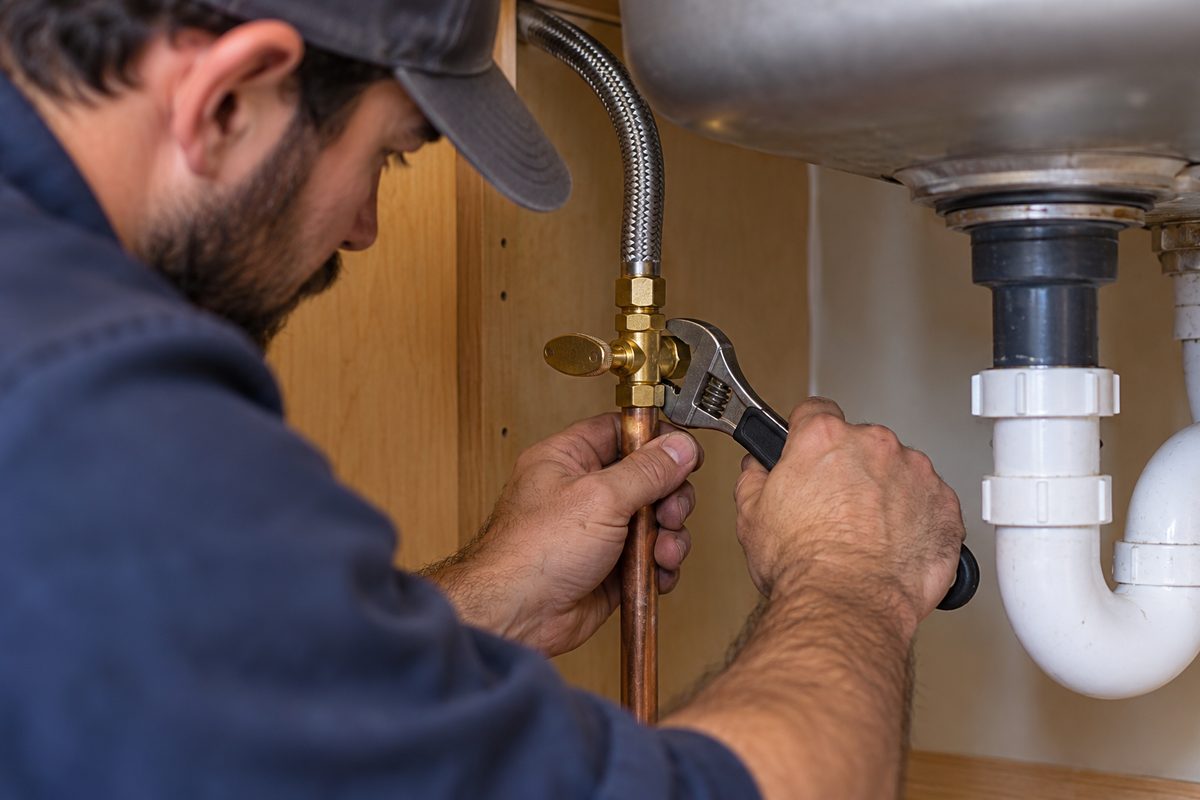 Replacement of a quarter-turn brass fixture shutoff valve on residential copper pipe lines